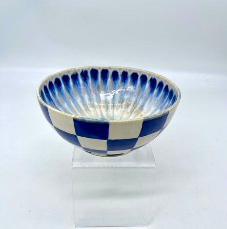 Serving Bowl-Cobalt Peacock/Gingham