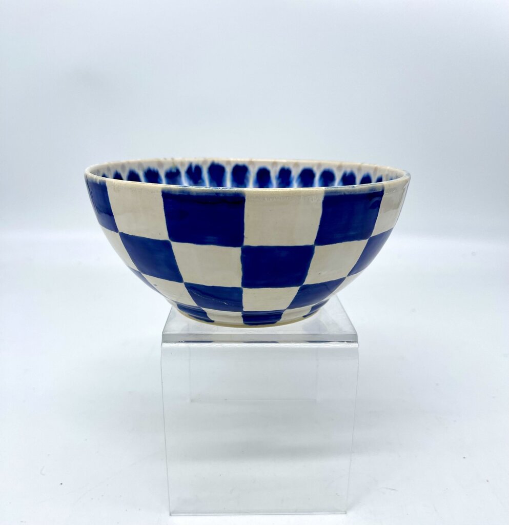 Serving Bowl-Cobalt Peacock/Gingham