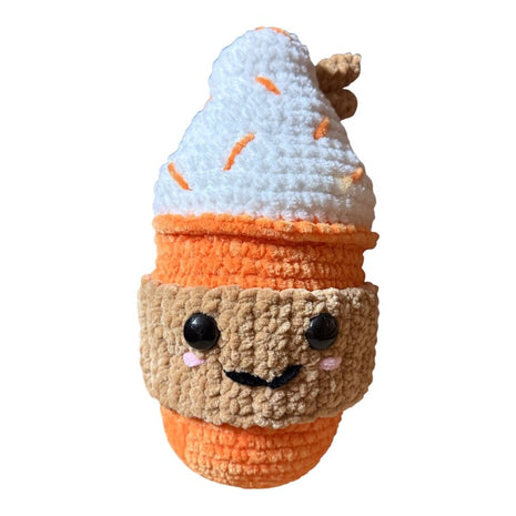 Crocheted pumpkin latte plushie