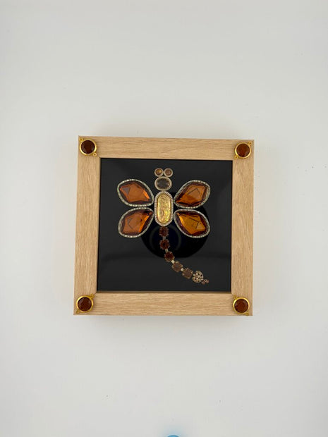 AMBER SPARKLY DRAGONFLY 5x5 CREAM SB