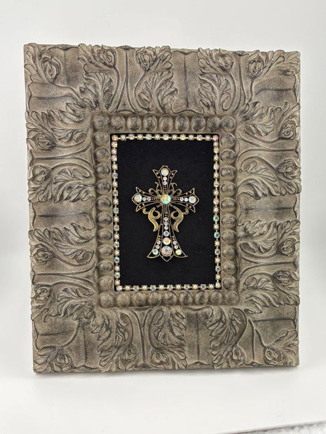 VTG CROSS w/vtg Aurora Borealis in unique frame