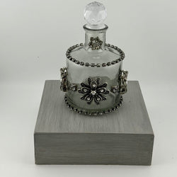 GRAY BOTTLE W/ vtg silver & rhinestone jewelry - view 1