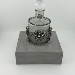 GRAY BOTTLE W/ vtg silver & rhinestone jewelry - view 2