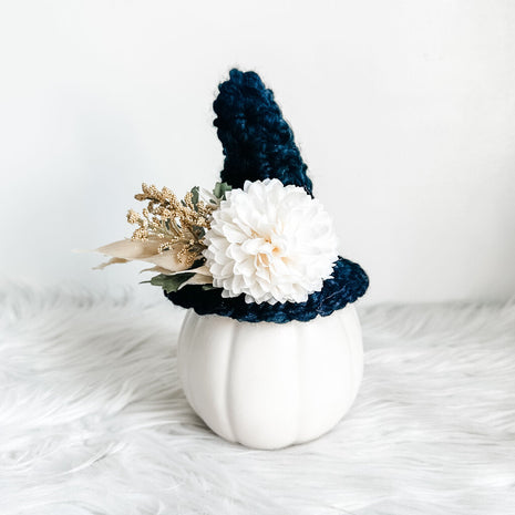 Faux Pumpkin with Crochet Witch Hat Style B