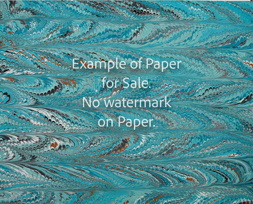 11 x 14 Original Hand-Marbled Paper - Teal, grey, white 2