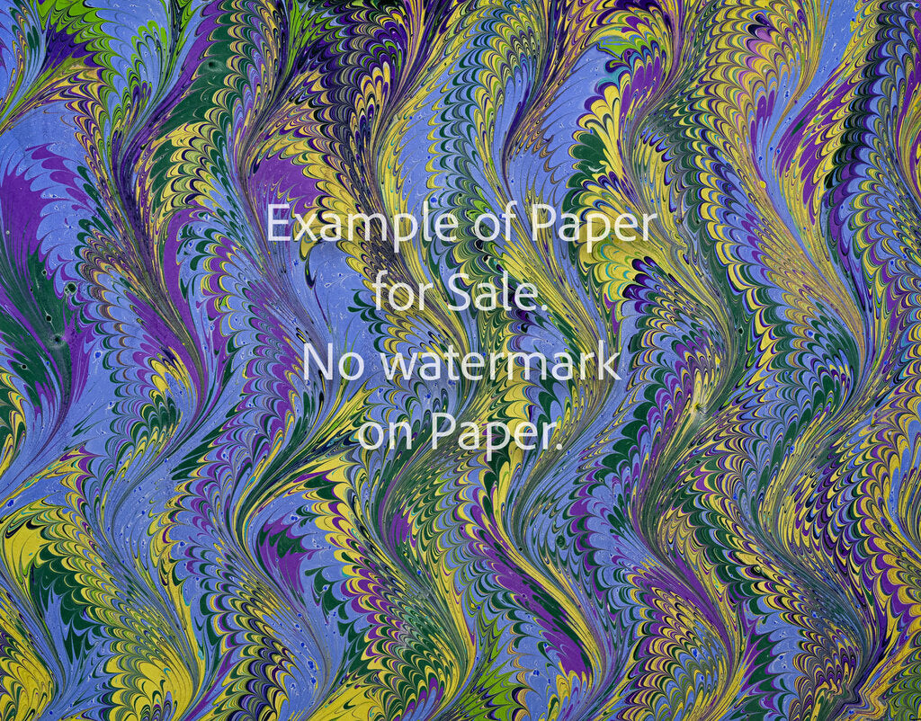 11 x 14 Original Hand-Marbled Paper - lavender yellow green