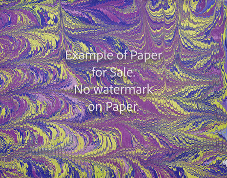 11 x 14 Original Hand-Marbled Paper - purple yellow