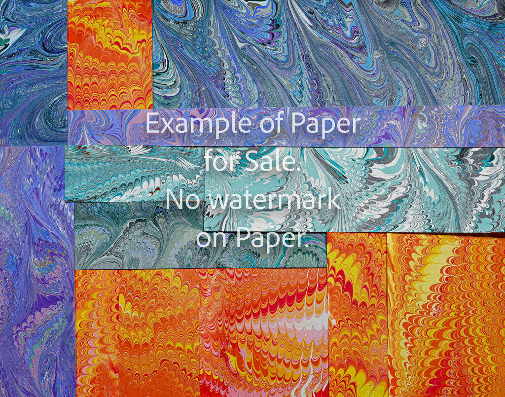 11 x 14 Patchwork Hand-Marbled Paper - orange teal lavender