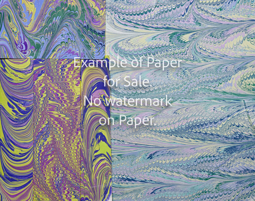 11 x 14 Patchwork Hand-Marbled Paper - teal lavender yellow green 2