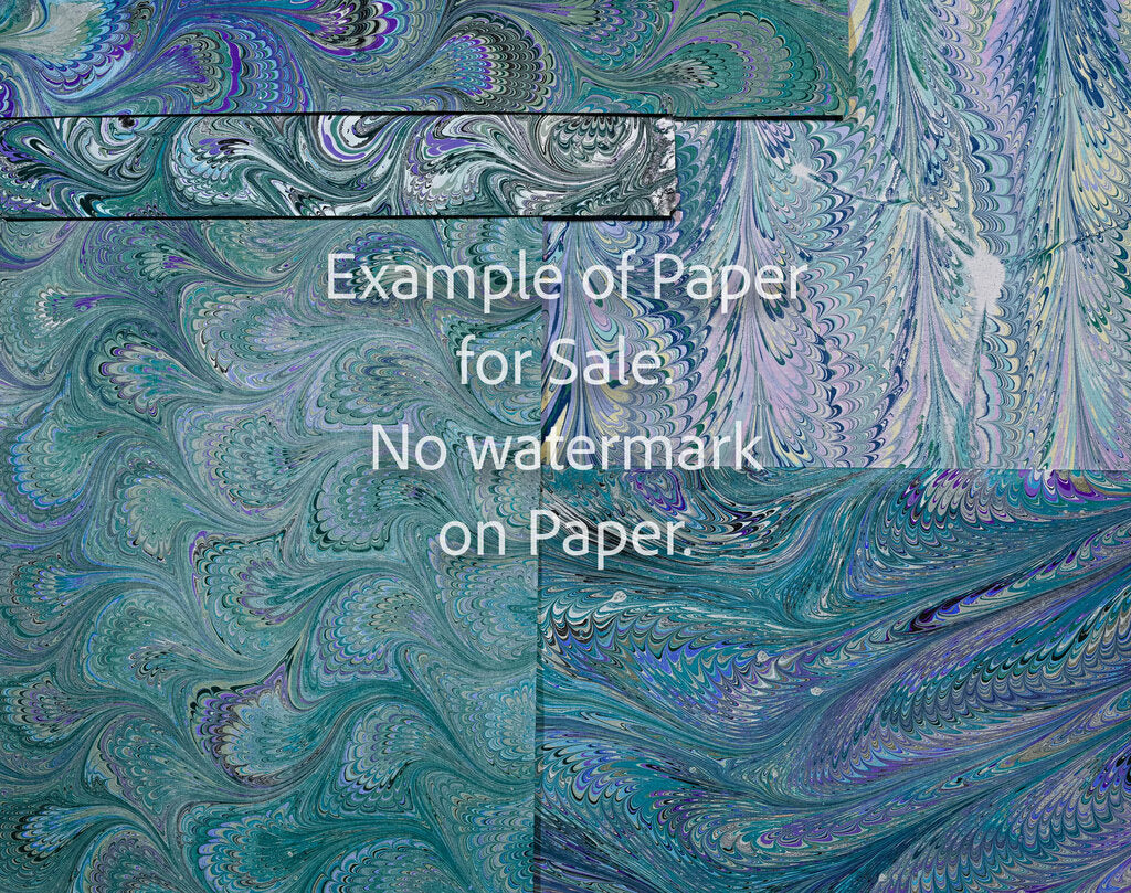11 x 14 Patchwork Hand-Marbled Paper - teal green