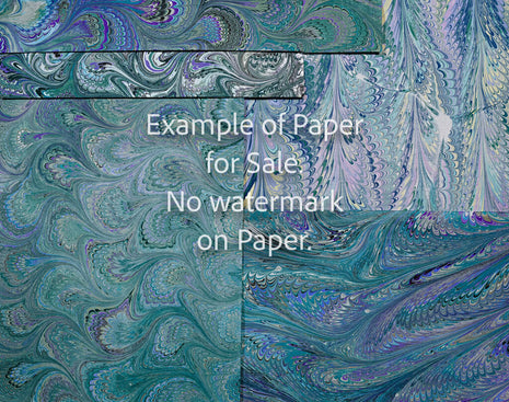 11 x 14 Patchwork Hand-Marbled Paper - teal green