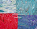 11 x 14 Patchwork Hand-Marbled Paper - teal red lavender yellow
