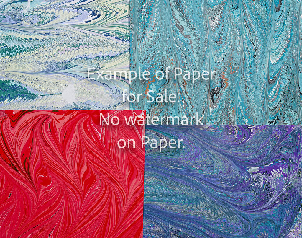 11 x 14 Patchwork Hand-Marbled Paper - teal red lavender yellow