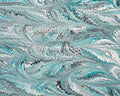 8 x 10 Original Hand-Marbled Paper - teal white grey 2
