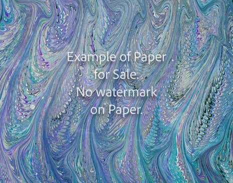 8 x 10 Original Hand-Marbled Paper - lavender purple teal