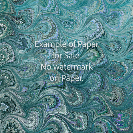 8 x 8 Original Hand-Marbled Paper - greens bouquet pattern 3