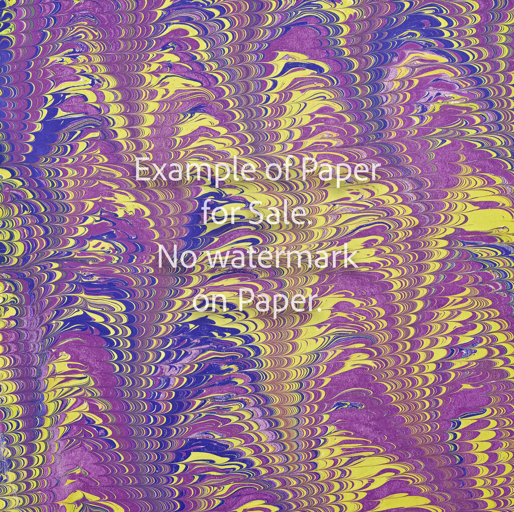 8 x 8 Original Hand-Marbled Paper - purple yellow 1