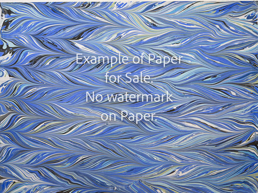 18 x 24 Original Hand-Marbled Paper - Blue and white get gil