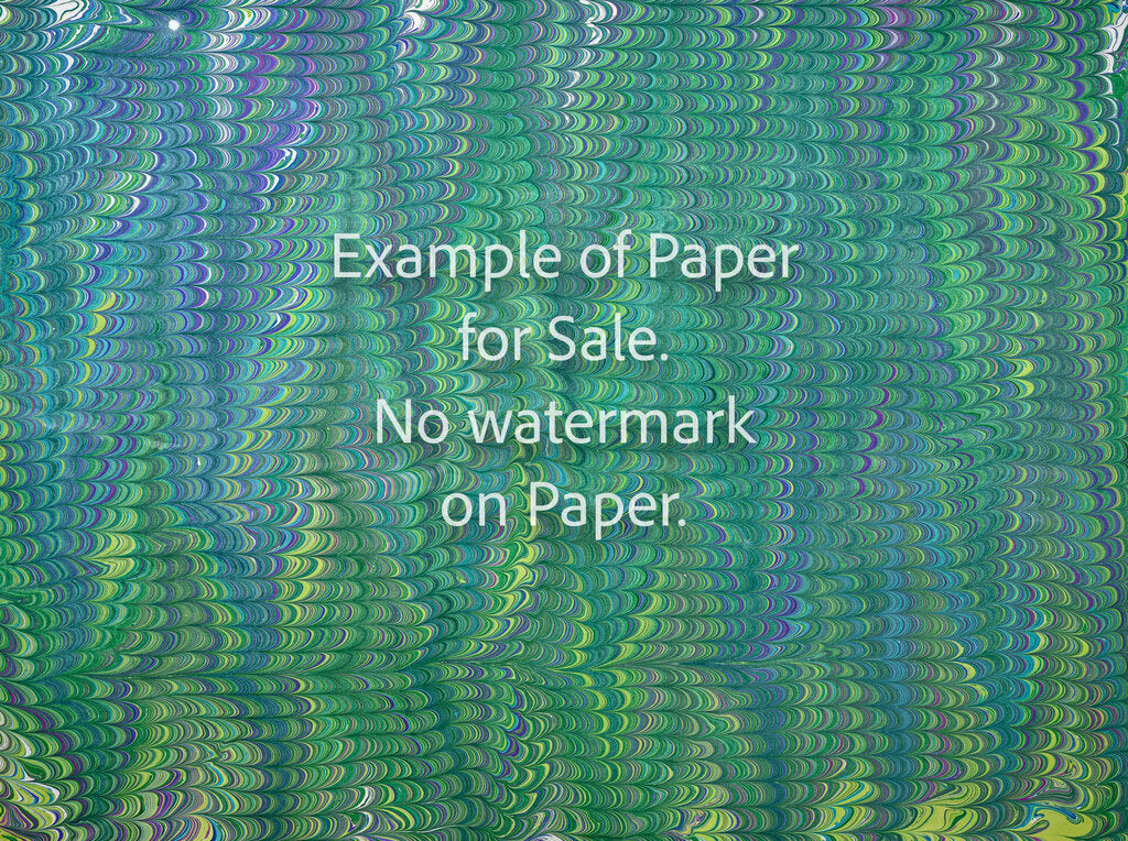 18 x 24 Original Hand-Marbled Paper - Green blue combed