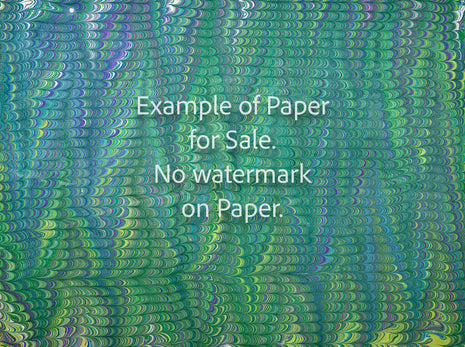 18 x 24 Original Hand-Marbled Paper - Green blue combed