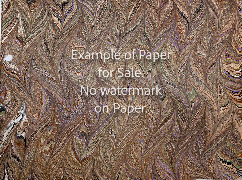 18 x 24 Original Hand-Marbled Paper - brown waved feather pattern