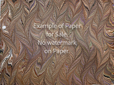 18 x 24 Original Hand-Marbled Paper - brown waved feather pattern