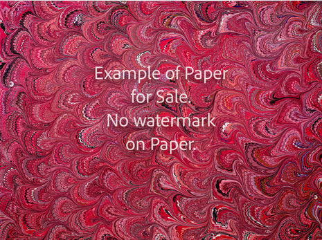 18 x 24 Original Hand-Marbled Paper - red and black bouquet pattern