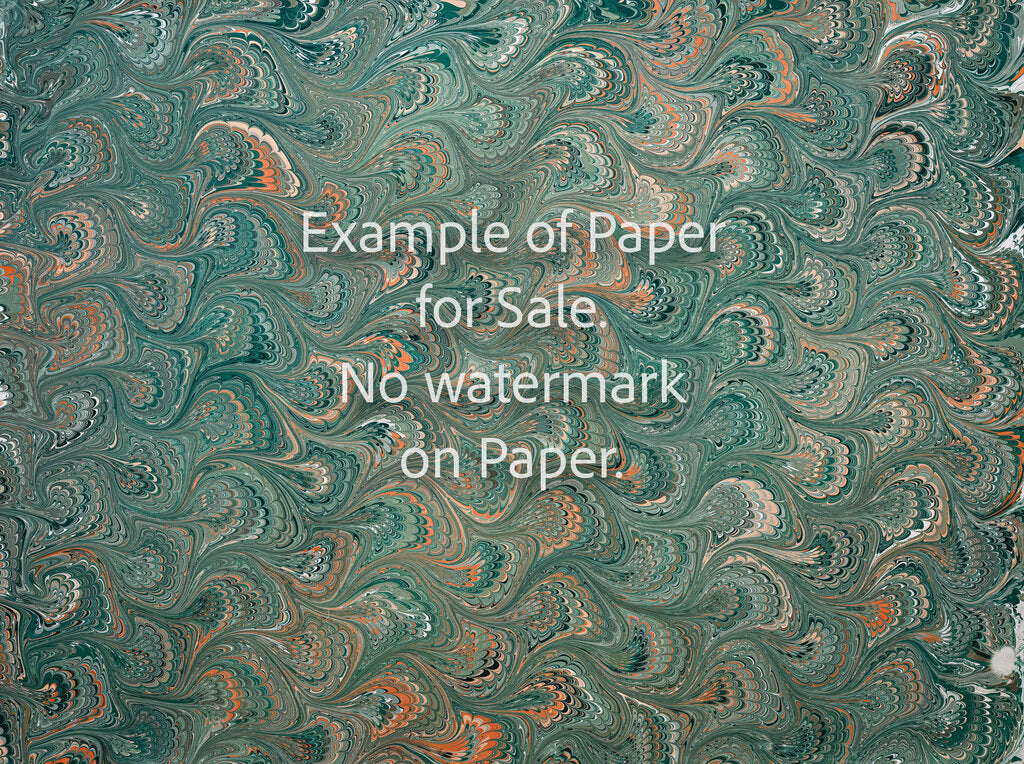 18 x 24 Original Hand-Marbled Paper - green and orange bouquet pattern