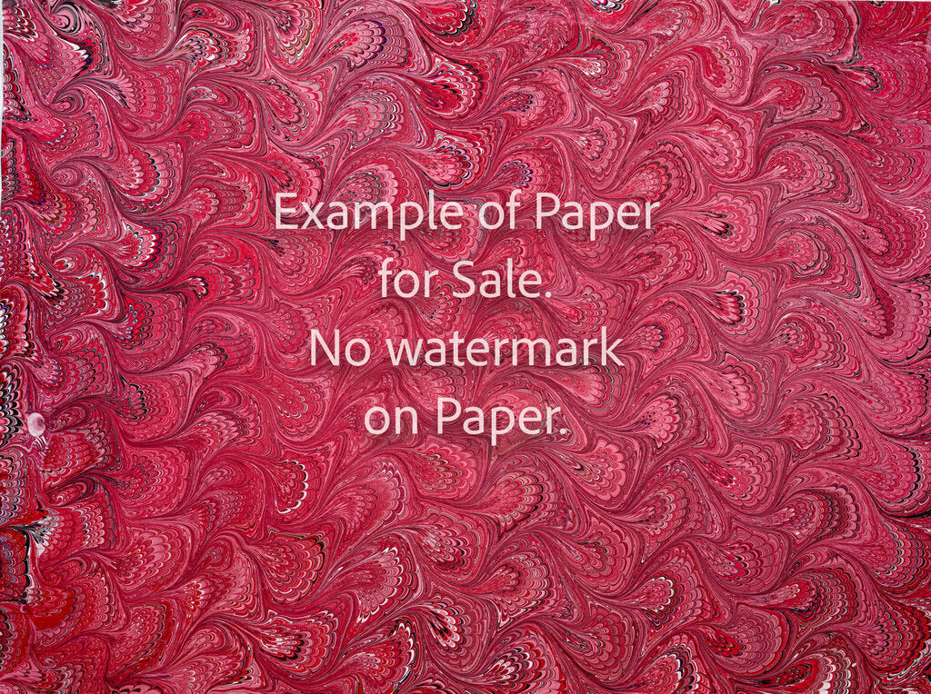 18 x 24 Original Hand-Marbled Paper - red pink black bouquet pattern