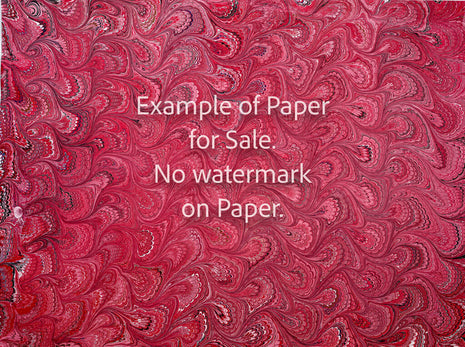18 x 24 Original Hand-Marbled Paper - red pink black bouquet pattern