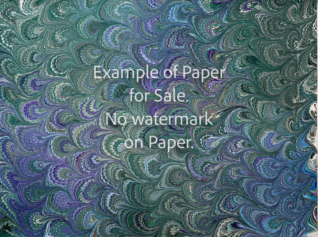 18 x 24 Original Hand-Marbled Paper - green purple blue bouquet pattern