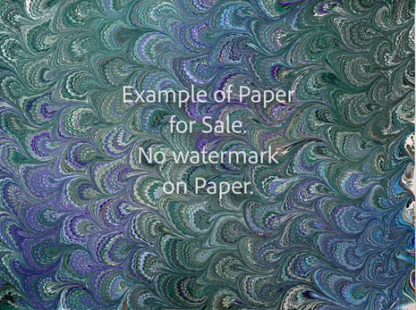 18 x 24 Original Hand-Marbled Paper - green purple blue bouquet pattern