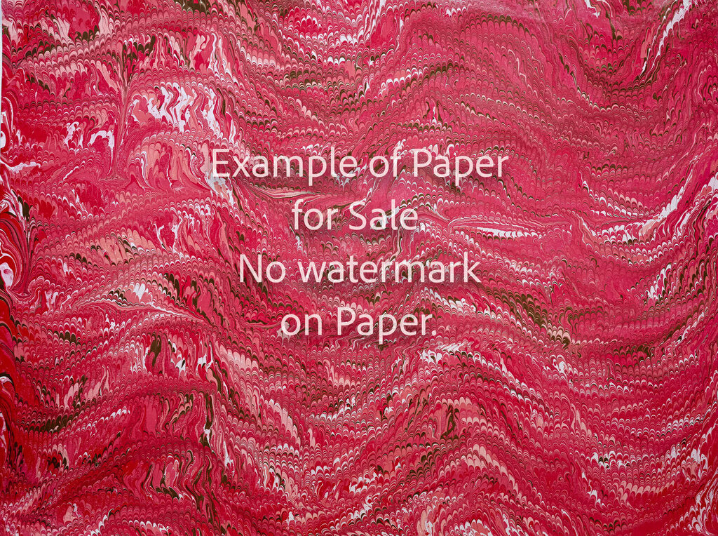 18 x 24 Original Hand-Marbled Paper - red black white combed pattern