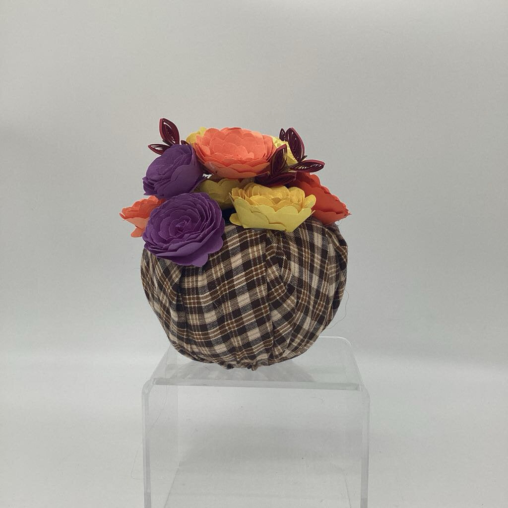 Fall Flowers in plaid clothe vase