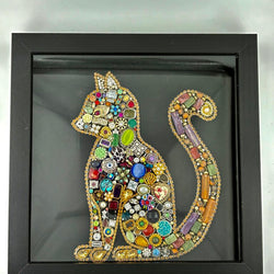LARGE CAT in 8in black sb (lots of vtg jewelry) - view 1