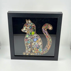 LARGE CAT in 8in black sb (lots of vtg jewelry) - view 2