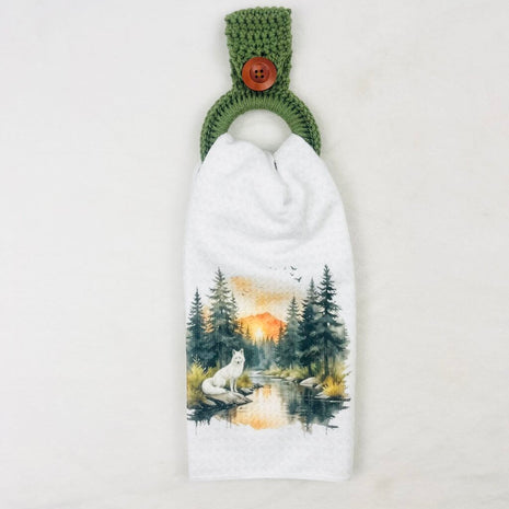 Hanging Towel Set - Wolf with Forest Scene