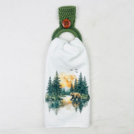 Hanging Towel Set - Bear with Forest Scene