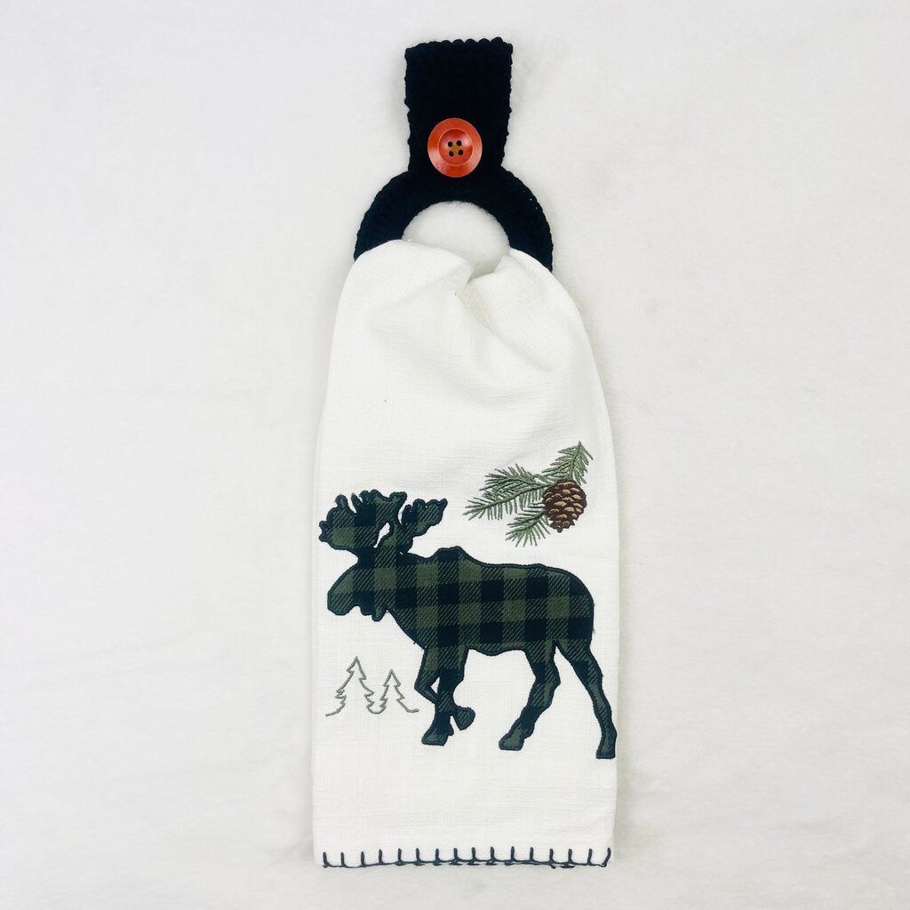 Hanging Towel Set - Moose with Red Buffalo Plaid