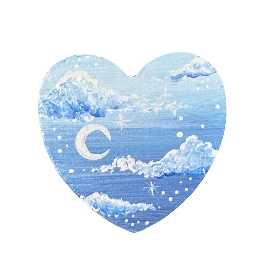 Pale Blue moon Heart Magnet