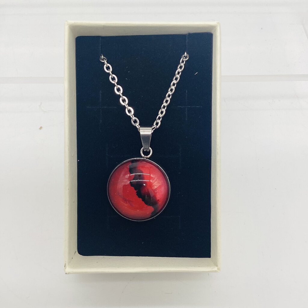 16" Necklace- Red w/Black