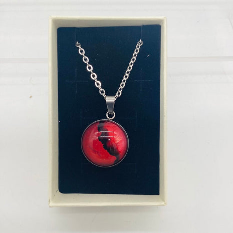 16" Necklace- Red w/Black