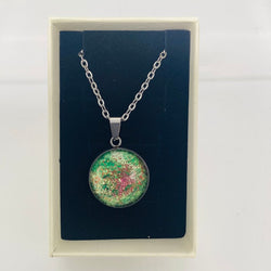 16" Necklace- Green/Yellow w/orange glitter - view 2