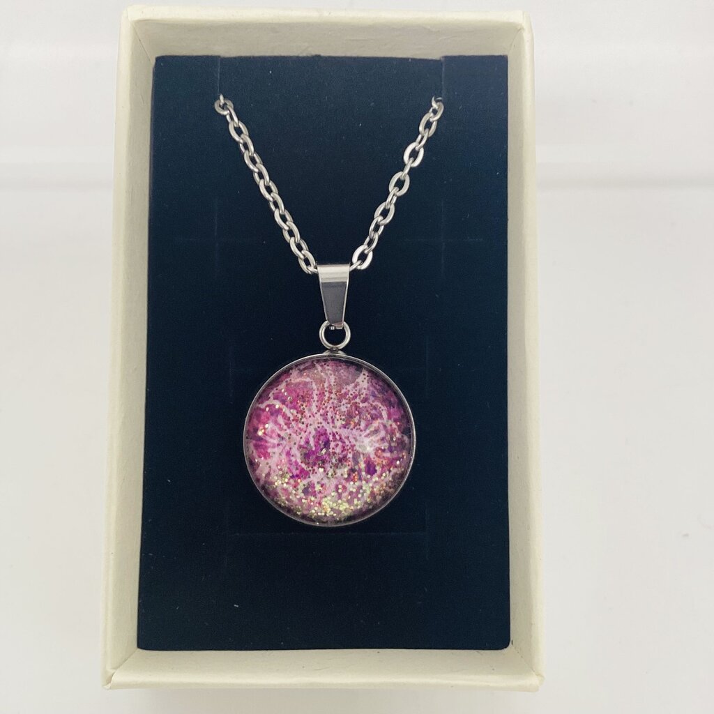 16" Necklace- Light Purp w/white lines/glitter