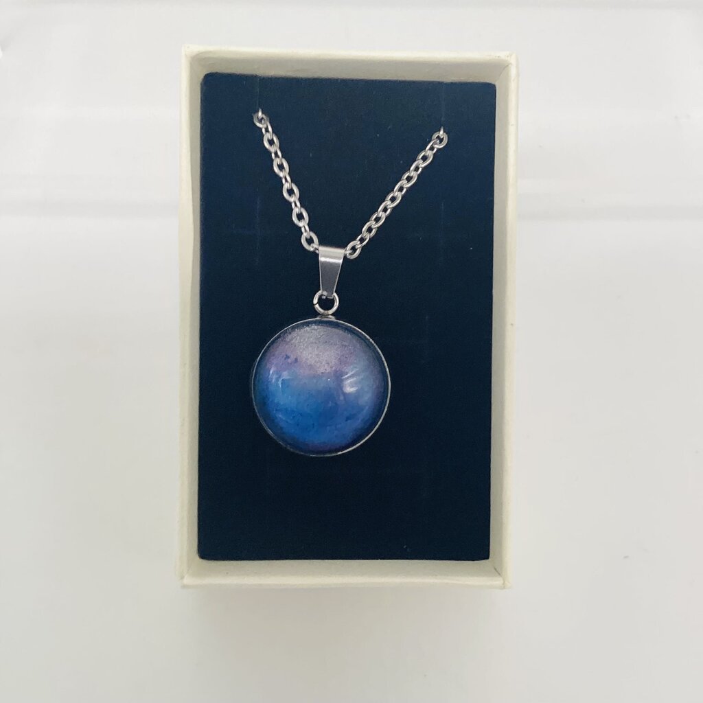 16" Necklace- Dark Blue & Silver