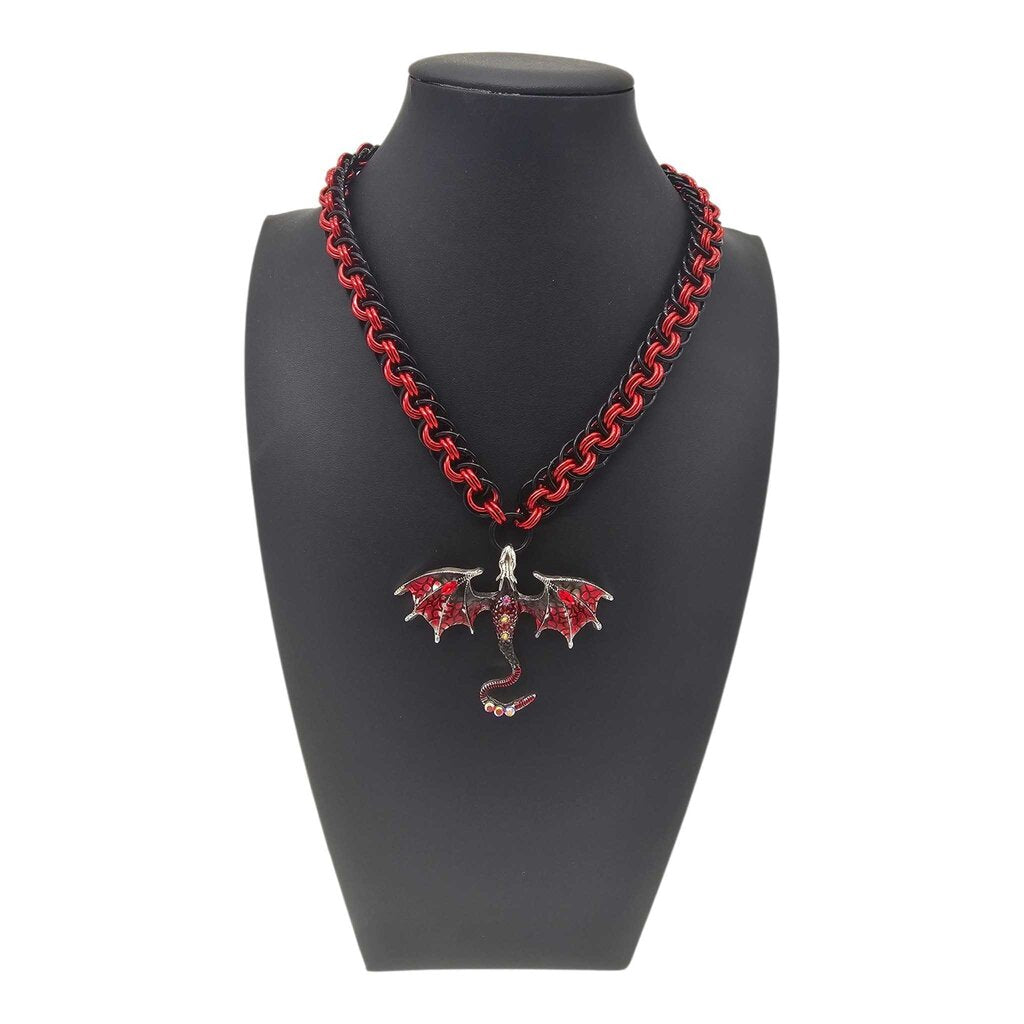 Red Black Dragon Viper Basket Necklace