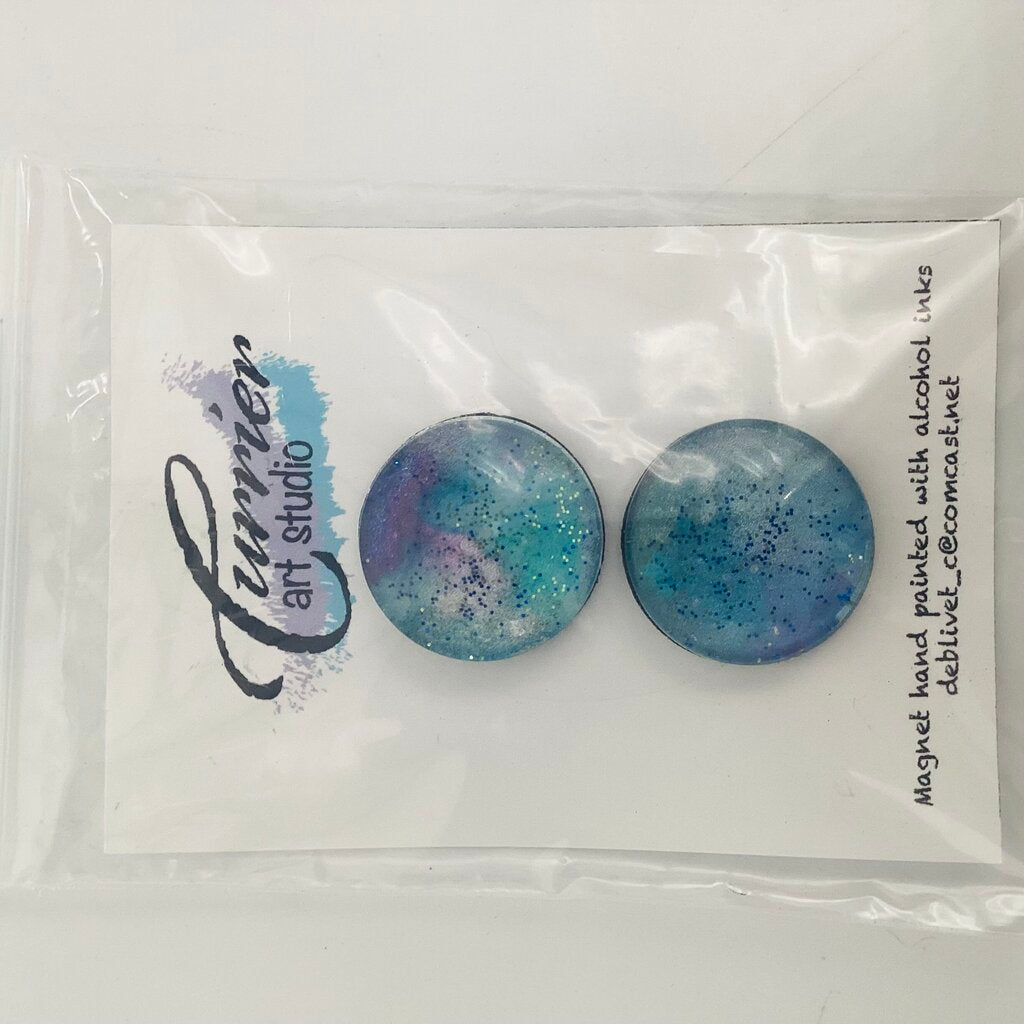 1" Magnet- Set of 2- BluePurpGlitter