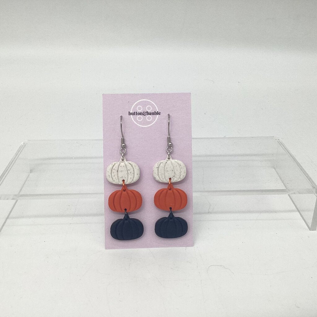 Triple Pumpkin Dangle Earrings