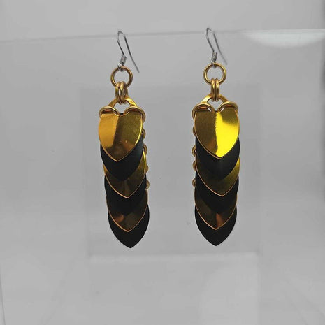 Gold Black Scale Earrings Surgical Steel Ear Wires