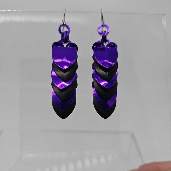Purple Black Scale Earrings Surgical Steel Ear Wires